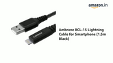 Ambrane BCL-15 Lightning Cable for Smartphone (1.5m Black)